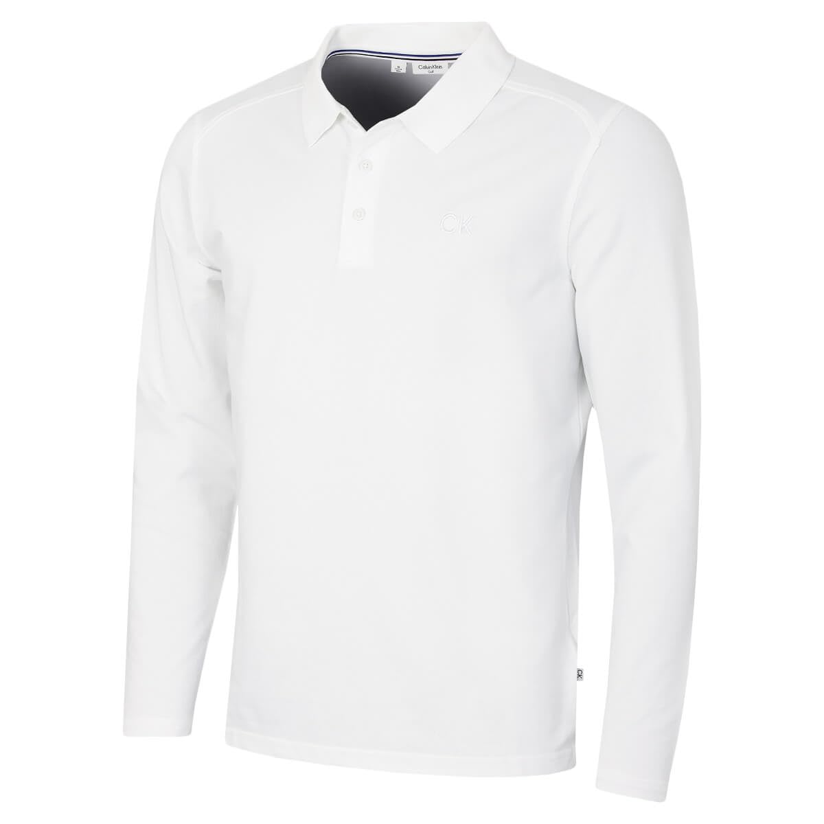 Calvin Klein Mens Long Sleeve Stretch Polo Shirt - White - XXL