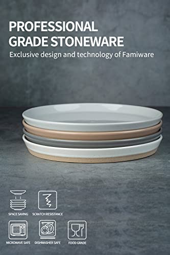 Famiware Saturn 4 Pieces Salad Plates, 8 Inch Plate Set, Scratch Resistant, Stoneware Dinnerware, Kitchen Modern Rustic Serving Dishes, White #TOP5