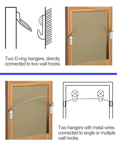 Image of 10 Pcs D-Ring Steel Picture Hangers, Heavy Duty Double Holes Paintings Hook