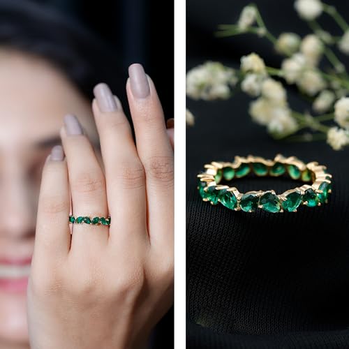 Certified Lab Grown Emerald Wedding Band, AAAA Quality, Green Emerald Eternity Ring For Women - Ready To Gift2