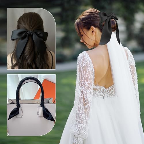 Solid Long Neckerchief Pure Skinny Scarf Necktie Stylish Soft Neck Accessories Handbag Wrap Handle Dress Sash Satin Belt for Women Girls Bridal Bridemaid3