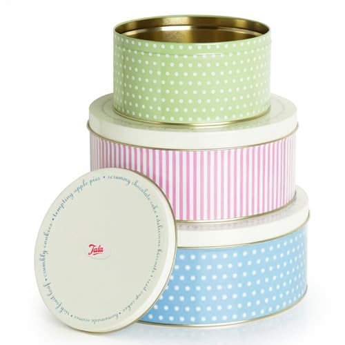 Besto Cake Tins for Storing Cakes (Set Of 3) | Round Stackable Metal Nesting Cake Storage Tins | A Gift Option for Kitchen & Sweet Lovers | 25.5cm 22cm & 17cm