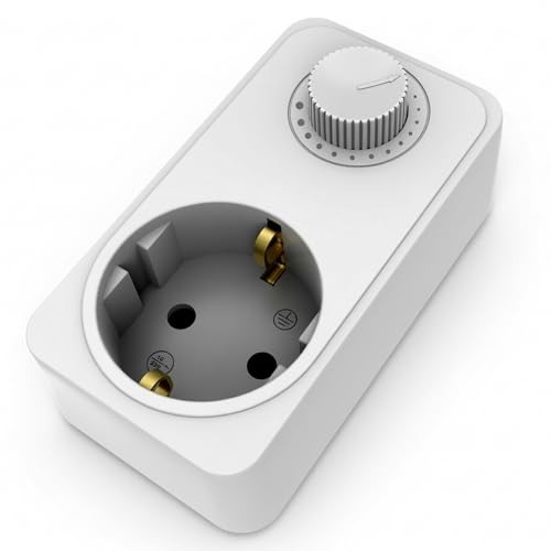 UCOMEN Dimmer Steckdose für Glühlampen 20-400W dimmbare LED 1-100W Halogenlampen Max. 120W TÜV/GS Zertifiziert Drehdimmer Adapter mit Ein/Aus-Schalter