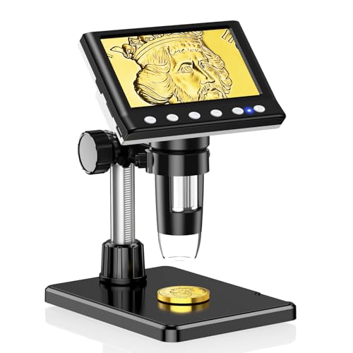 Leipan 4.3' Coin Microscope Digital Microscope for Collectors 1980P HD Error Coin Magnifier with 8 LED Lights, Compatible with Windows/Mac