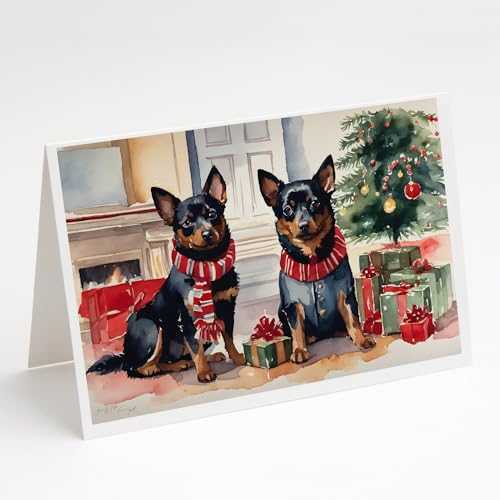 Caroline's Treasures DAC2699GCA7P Lancashire Heeler Cozy Christmas Greeting Cards Pack of 8 Blank Cards with Envelopes Whimsical A7 Size 5x7 Blank Note Cards