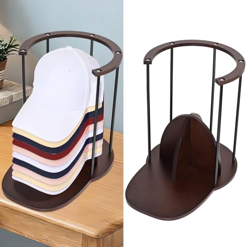 SNOWSTAR Hat Storage for Baseball Caps, Wood & Metal Hat Organizer Holder Display Stand for At Least 15 Hats,Space-Saving Baseball Cap Storage for Desk, Closet,Bedroom,Entryway.