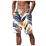 Hawaii-Shorts für Herren Kurze Hosen Herren Herren-Sommer-Shorts mit digitalem 3D-Druck, elastische Taille, Strandhose Herren Badeshorts Kariert Badeshorts Herren Sporthosen Herren Kurz (Navy, M)