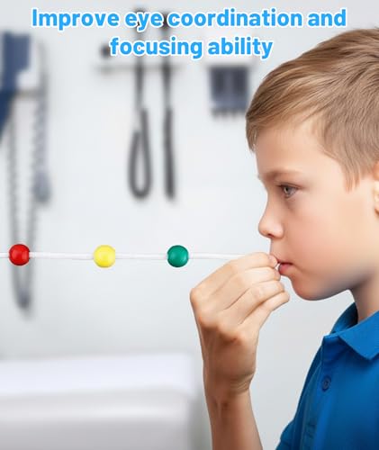 Image of Vision Training Tool with 3 Color Beads, Hand Eye Training Equipment for Myopia and Strabismus, Includes Hook, Measuring Tape and Marker for Home and School Use