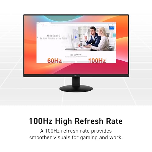 Image of msi PRO MP242LE 24-inch IPS 1920 x 1080 (FHD) Computer Office Monitor, 100Hz, Adaptive Sync, HDMI, DisplayPort, Tilt, 4-Side Slim Bezel 1ms, Black