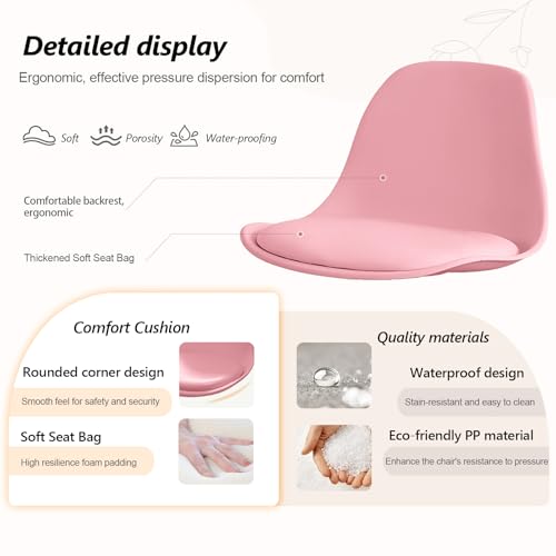 Image of Small Desk Chair Cute, Swivel Armless Task Chair with Soft Padded Cushion, Height Adjustable Home Office Desk Chair with Back for Adult, Study Room, Vanity, Office Work