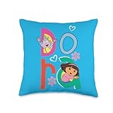 Dora the Explorer Boots Name Lettering Fun Flowers Hearts Throw Pillow