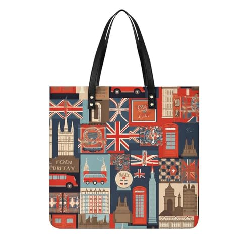 England Symbols Large Leather Handbags Women Fashion Handbag Multifunctional Travel Bag It Is A Great Gift for Mothers, Teachers, Friends, Bridesmaids