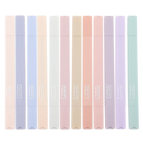 ELAYARD 12 piezas Unidades Resaltadores Doble Punta Colores Pastel Marcador Escolar para Estudiantes Escritura Cómoda y Cobertura Fuerte para Notas y Subrayados