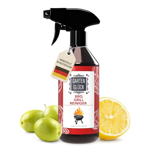 Garten Glück® Grillreiniger extra stark - 500 ml - Natürlicher BBQ Grillreiniger Gasgrill & Grillrost Reiniger, mit Zitronenöl Aroma, Grill Reiniger für Gasgrill, Grill Spray