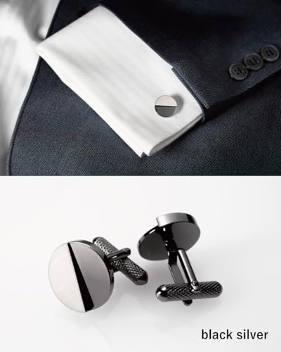 Image of [TAVARAT] Cufflinks for Men cuff links mens classic round shape Black Silver Light Gold Tps-177