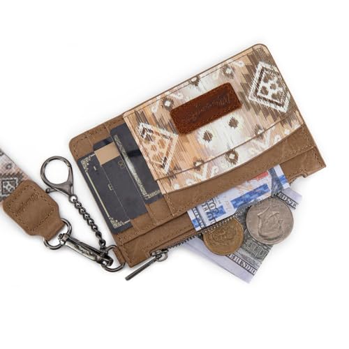 Image of Montana West X Wrangler Aztec Credit Card Holder for Women Slim Keychain Wallet Small Wallet Women Ladies Female Cards & ID Cases with Keychain Wristlet Strap