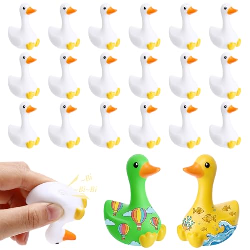 JolliLudo 24 Pcs Mini Rubber Geese Bulk with Squeaky Sound 2.34 Inch One Silly Goose Decorate Your Own Rubber Geese for Baby Shower Decorations Party Favors Games Cruise Ship