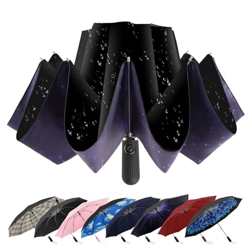 ZDSSM Compact Inverted Travel Umbrella, Automatic Open Close, 9-Rib 46 Inch...