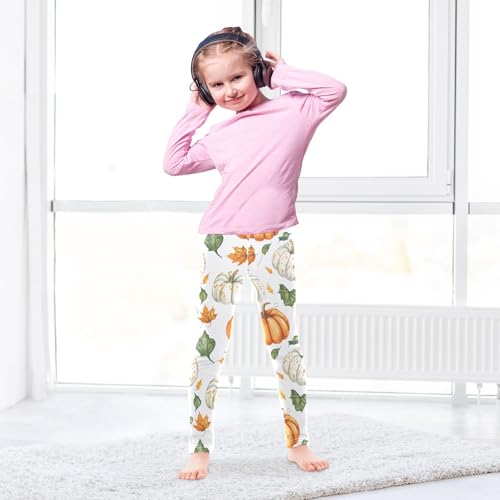 Autumn Harvest Pumpkin Leaf Girls Leggings Soft Stretch Workout Yoga Dance Pants for Kids Casual Tights4