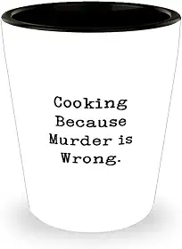 Presentes perfeitos para cozinhar, cozinhar porque assassinato está errado, cozinhar copos de shot de