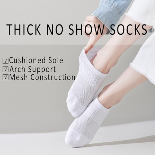 EPEIUS Thick No Show Socks for Women Athletic Ankle Socks Cushioned Running Low Cut Non Slip Footies 3/6 Pairs2