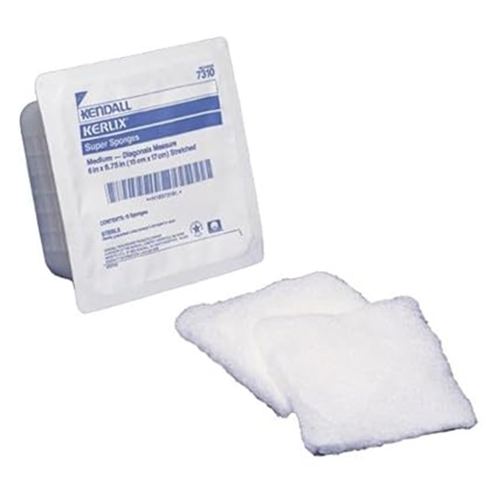 Kendall Kerlix Sterile Super Sponge Medium, 6" x 6-3/4", 10 EA, 1.6 oz, Polyester, Absorbent, Wound Care.