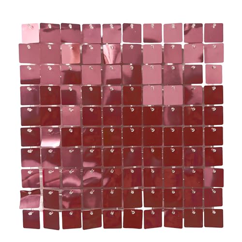 Toile de fond carrée à paillettes rose 30x30cm pour décoration de fête