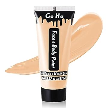 Go Ho Pastel Orange Cream Face Body Paint(2.37oz,70ml),Water Based Pastel Orange Makeup Face Painting for SFX Cosplay Costumes Festivals Halloween Make up