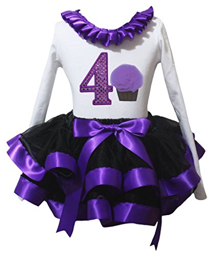 Tenue anniversaire 4 ans violette pour fête d'enfance et goûter
