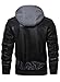 HOOD CREW Men’s Casual Stand Collar PU Faux Leather Zip-Up Motorcycle Bomber Jacket With a Removable Hood