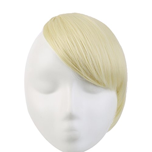 SARLA Clip in Hair Bangs Fringe Hair Extensions Swept Full Sweeping Side Synthetic Hairpiece Hair Piece For Women Japan High Temperature Fiber(B2#beach blonde 613) …