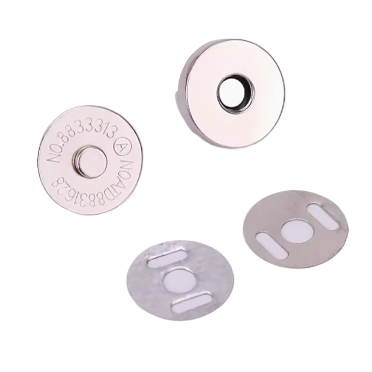 Magnetic Press Studs 10Sets Magnetic Buttons for Bags and Wallets Automatic Adsorption Clasp Snaps 14mm 18mm Sewing Leather Craft(Silver,14mm 0.55in)