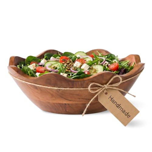 Mela Artisans Scalloped Wooden Serving Bowl (12 Inch)