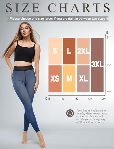 Image of Fleece Lined Tights Footless Women Sheer Warm Pantyhose Leggings Toeless Fake Translucent Thermal Thick Winter No Feet Tights