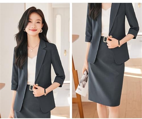 Women's Business Skirt Suit Set 2 Piece Formal Casual Office Work Jacket Blazer Pencil Skirt Outfits 5