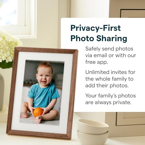 Image of Skylight Digital Picture Frame 2 - 10 inch Full HD Wi-Fi Touch Screen, 16GB Digital Photo Frame, Load Photos & Videos Directly from Phone, Anti-Glare - Ideal for Personalized Gifting, Walnut