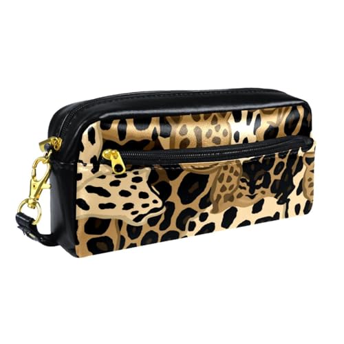 Astuccio estetico astuccio per matite stampa leopardata scatola di matita giallo