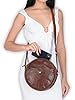 URBAN LEATHER 22,9 cm Vintage Leder Kreis Schultertasche Geldbörsen Handtaschen für Frauen Kleine Runde Strandtaschen mit verstellbaren Riemen, Dunkelbraun, Braun, 40.5 EU #3