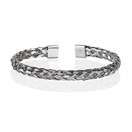 namana Cuff Bracelets for Men. Stainless Steel Braided Bracelet for Men. Mens Bracelet in Gold or Silver Colour. Mens Jewellery with Gift Box