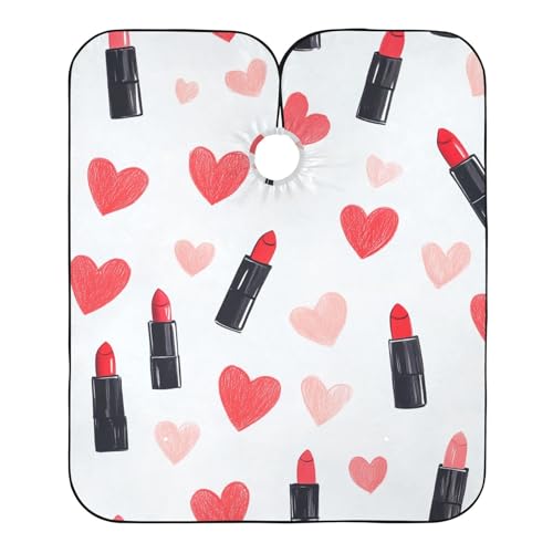 ALAZA Hearts Lipsticks Barber Cape for Men Women, Waterproof Haircut Apron Beard Shaving Bib Hair Cutting Cloth 55 x 65 Inch