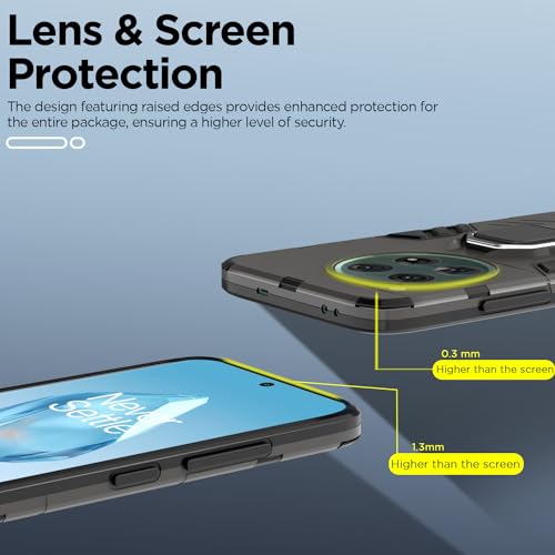 Image of Pikkme OnePlus 12 5G Back Cover | D5 Tough Armor Bumper | 360 Protection Case | Ring Holder Stand Case for OnePlus 12 5G (Black)