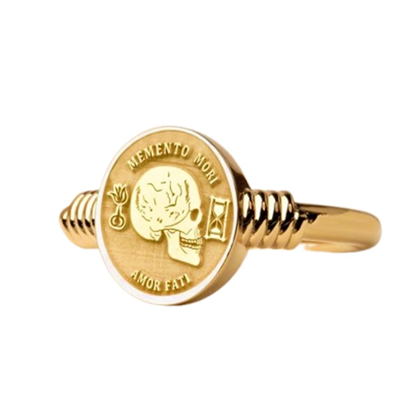 Chevalière gravée crâne Memento Mori le cadeau Amor Fati idéal en or