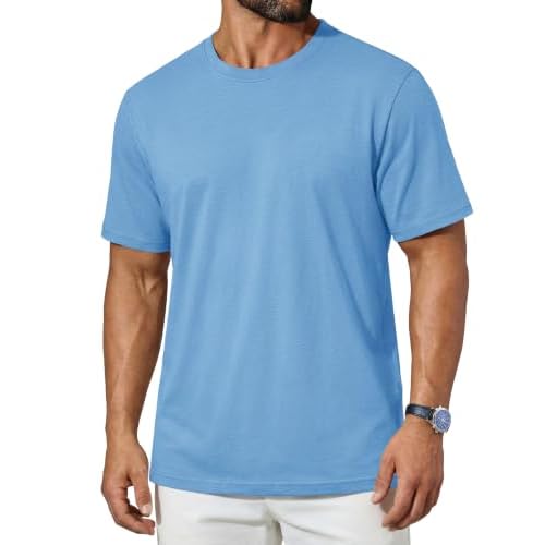 TACVASEN Men's T-Shirts Short Sleeve Shirts Moisture Wicking Tees Small Sky Blue