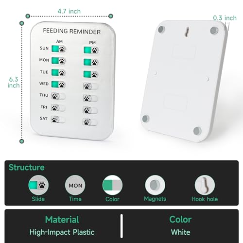 Dog Feeding Reminder, Magnetic OR Double Sided Adhesive Application, AM/PM Daily Chart Signs, Helps You Track Pets Feeding & Medication, Easy to Use on Fridge, Wall, Food Storage Bin (Silver) - Image 5
