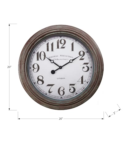 Reloj de pared redondo analógico 20 pulgadas Marrón miniatura 4