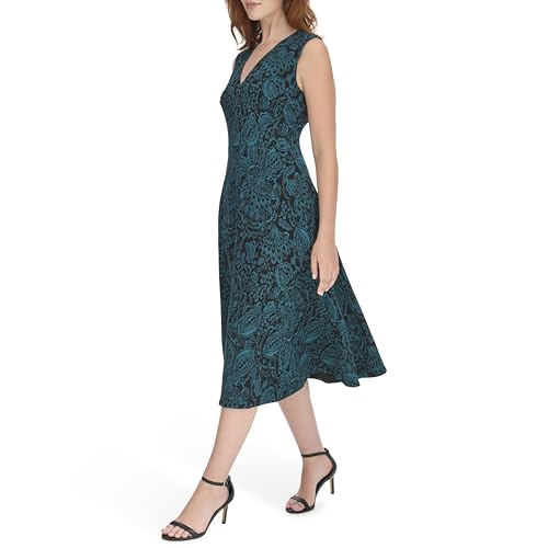Image of Tommy Hilfiger Women's Sleeveless V-Neck A-line Midi Dress