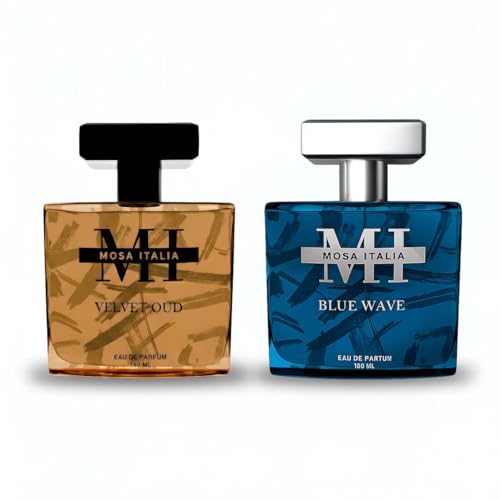 Image of Velvet Oud & Blue Wave Perfume Combo for Men & Women (100ml Each) | Eau de Parfum Long-Lasting Luxury Sweet, Woody & Aquatic Fragrances Premium Gift Set