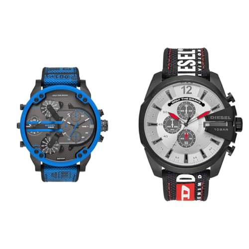 Diesel Montre pour Homme Mr. Daddy 2.0, Mouvement chronographe & Montre pour Homme Mega Chief, Mouvement Chronographe, Boîtier en Acier Inoxydable Noir de 51...