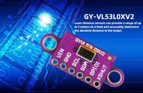 VL53L0X Time-of-Flight (ToF) Laser Ranging Sensor, 5PCS Breakout 940Nm -VL53L0XV2 Laser Flight Distance Measurement Sensor Module I2C IIC for Absolute Distance Measurement