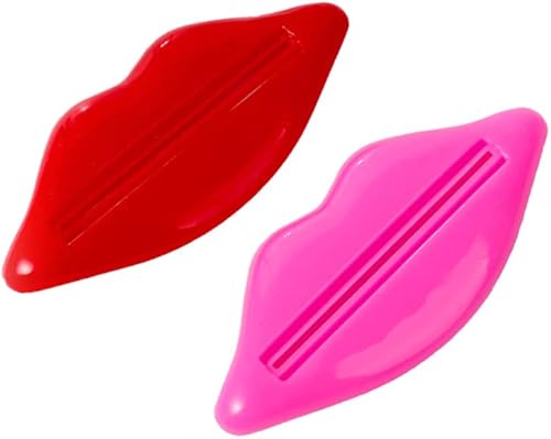 AKOAK 2 piezas Divertido Labios Plástico Dentífrico Exprimidor de Pasta de Dientes Accesorios de Baño Suministros Colores al azar